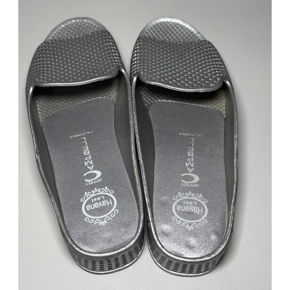 Jeffrey Campbell Havana Last Fling Jelly Wedge Sandal Silver Slides Size 9 Chic - Picture 3 of 9